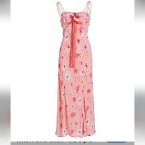 LOVESHACKFANCY RIDLEY DRESS IN CORAL BLAZE VELVET BOW LOVESHACK FANCY